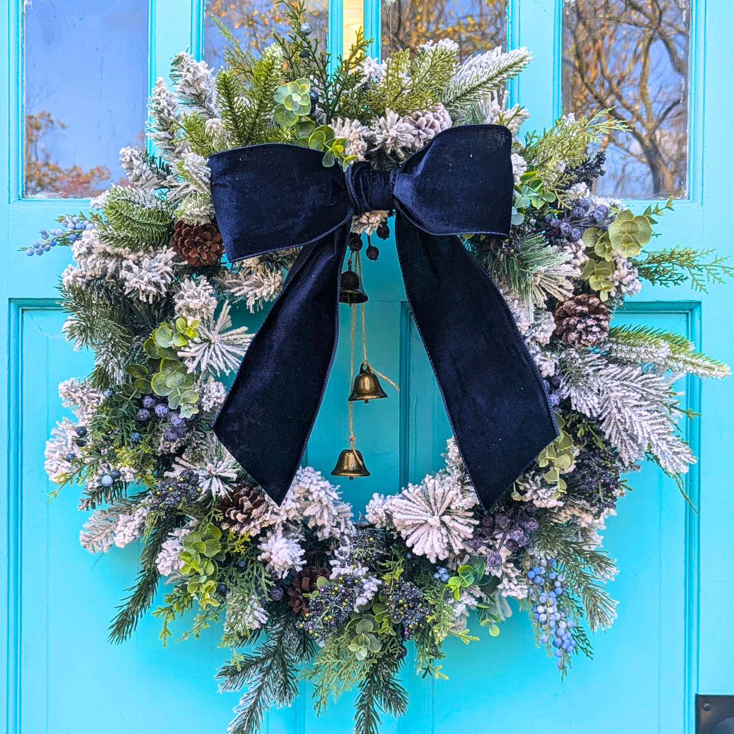 Flocked Christmas Wreath for Winter Decor | White Winter Wreath | Christmas Front Door Wreath | Flocked Christmas Pine Wreath