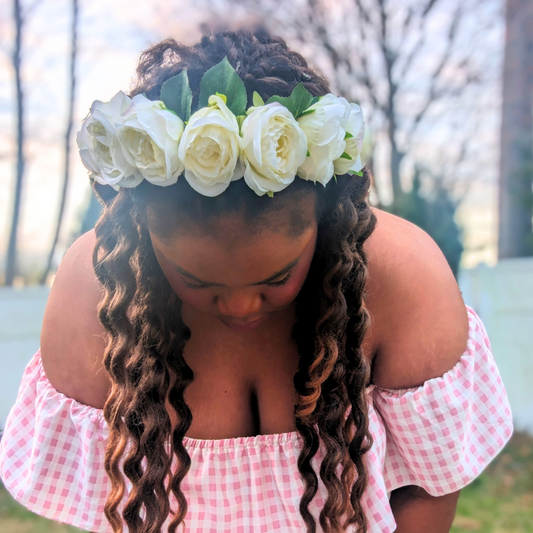 Enchanting White Rose Floral Crown | Perfect for Renaissance Fairs, Weddings, and Special Events