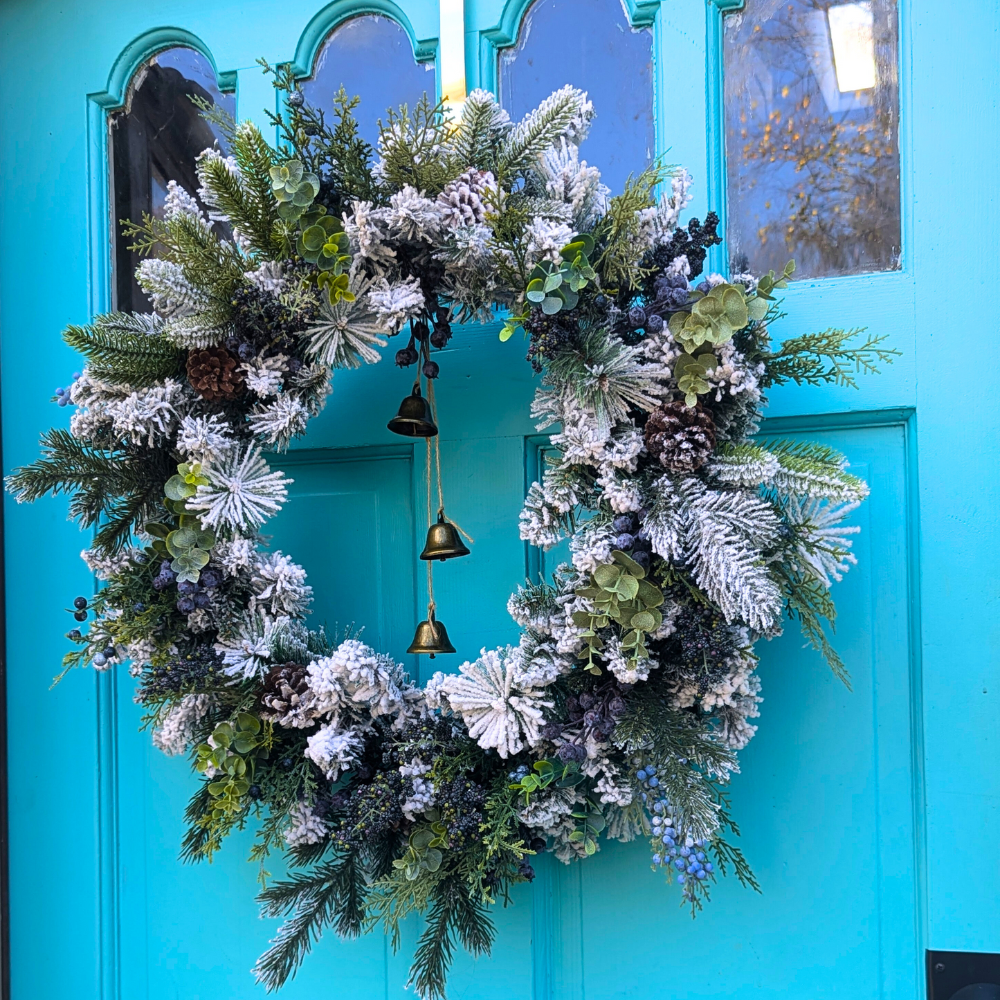 Flocked Christmas Wreath for Winter Decor | White Winter Wreath | Christmas Front Door Wreath | Flocked Christmas Pine Wreath