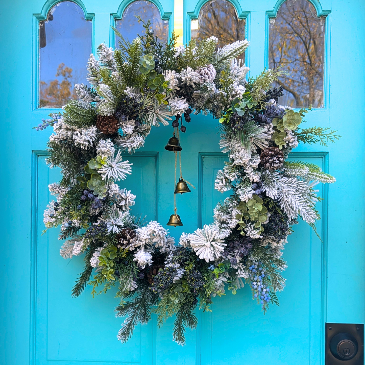 Flocked Christmas Wreath for Winter Decor | White Winter Wreath | Christmas Front Door Wreath | Flocked Christmas Pine Wreath