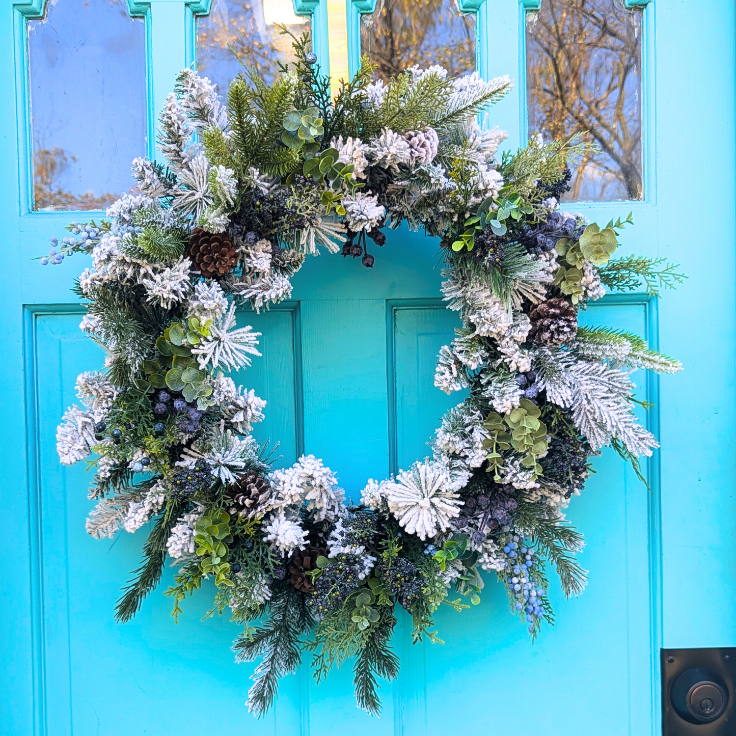 Flocked Christmas Wreath for Winter Decor | White Winter Wreath | Christmas Front Door Wreath | Flocked Christmas Pine Wreath