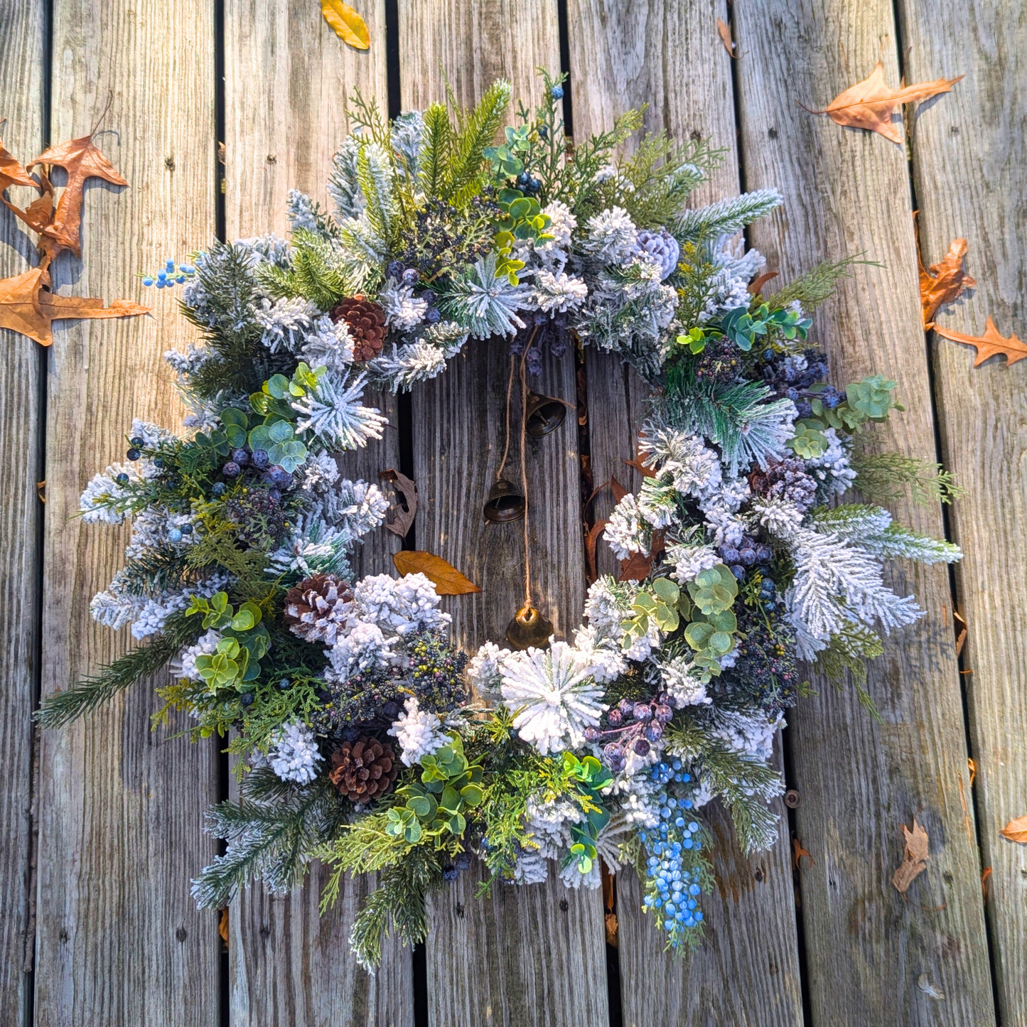 Flocked Christmas Wreath for Winter Decor | White Winter Wreath | Christmas Front Door Wreath | Flocked Christmas Pine Wreath